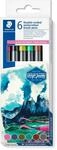 STAEDTLER 3001 Doppelfasermaler Aquarell &ndash; 6er Set, sortiert | Pinsel- & feine