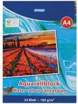 Stylex 28690 - Aquarellblock DIN A4, 24 Blatt 185 g/m&sup2;, mit Kopfleimung, ideal f&uuml;r