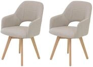 Hela Tische, 2er Set Armlehnstuhl Sessel Stade, Bezug Webstoff Beige, 360&deg; drehbar,