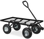 Relaxdays Handwagen flach, Garten, mit Luftbereifung, HxBxT: 34,5 x 51 x 96 cm,...