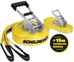 Schildkr&ouml;t Slackline Komplettset 15 m x 5 cm mit Trainingsleine & Ratschen I