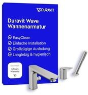 Duravit Wave 3-Loch Wannenarmatur, Einhebel-Wannenmischer mit Keramikmischsystem,