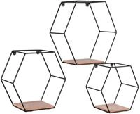 Mirrors and More Chiara &ndash; Set mit 3 Wandregalen &ndash; Natur/Schwarz &ndash; 25 x 22...