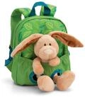NICI Kinderrucksack 21x26cm gr&uuml;n mit flauschigem Kuscheltier Hase 25cm - Kita