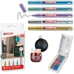 edding 780 Glanzlackmarker - gold silber blau gr&uuml;n violett (metallic) - 5er Set