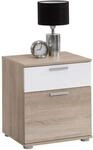 FMD furniture Nachttisch, Spanplatte, Eiche NB/Wei&szlig;, ca. 45x53x38 cm