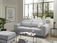 Big Sofa BARURA Cord hellgrau &ndash; Kompakte Couch mit gem&uuml;tlicher Liegefl&auml;che,