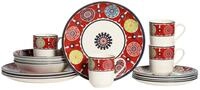 CreaTable, 24008, Serie Sumaya Red, 16-teiliges Geschirrset f&uuml;r 4 Personen,