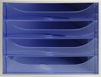 Exacompta 228610D Ablagebox Linicolor mit 4 Schubladen f&uuml;r DIN A4+ Dokumente. Ecobox