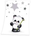 Herding Fynn Babydecke, Panda Motiv, 75 x 100 cm, Microfaserflausch, Wei&szlig;,...
