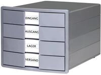 HAN 10128-18 Schubladenbox, Grau, 4 Schubladen