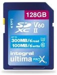 Integral 128GB UHS-II SD-Karte V60 Bis zu 300MB/s Lese- und 100MB/s