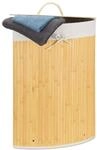 Relaxdays Eckw&auml;schekorb Bambus, Faltbare W&auml;schebox 60 l, platzsparend,...