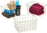 Relaxdays Drahtkorb 3er Set, rechteckig, Gitterkorb zur Aufbewahrung, gold |...