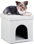 Relaxdays Hundebox Sitzhocker, HxBxT:38x38x38cm, stabil, wei&szlig; | Tierh&ouml;hle f&uuml;r