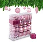 Relaxdays Weihnachtskugeln 110er Set, Kunststoff, Weihnachtsbaumdeko mit Kugeln &