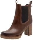 MARCO TOZZI Damen Chelsea Boots mit Blockabsatz Elegant, Braun (Cognac Comb), 40 EU