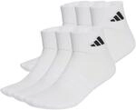 adidas Unisex Cushioned Essentials Ankle Socks 6 Pair Pack, white/white/black,...