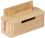 Relaxdays Kabelbox f&uuml;r 2 Steckdosenleisten, Bambus, HBT: 16 x 30 x 13 cm,...