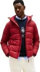 Tommy Hilfiger Herren Pufferjacke Mid Weight mit Kapuze, Rot (Regatta Red), L