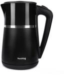 Huslog Elektrischer Wasserkocher Doppelwandig 1,7 L, 2200 W, Schnellkochfunktion,