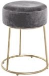 HAKU Hocker anthrazit, Gold, MDF, Metall, Textilgewebe - Ma&szlig;e: H 46 x &Oslash; 30 cm,