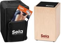 Sela SE 119 Primera Cajon Natur Einsteiger Bundle mit Sela Snare System, aufgebaut,
