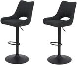 Hela Tische, 2er Set Barhocker Bistrohocker Rockport, Webstoff Anthrazit,