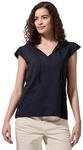Street One Studio Dropped Shoulder Shirt mit Split Neck Maritime Blue 36