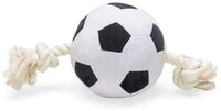 Beeztees Fu&szlig;ball mit Seil, Hundespielzeug, Pl&uuml;sch, Schwarz/Wei&szlig;, 27x13x13cm