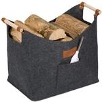 Relaxdays Kaminholzkorb Filz, 50L, Feuerholzkorb mit Tragegriffen, HBT: 40x51x32 cm,