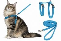 katzengeschirr - gro&szlig;e Katze Elza blau - 22-32cm - 35-56cm - Leine 120cm - Nylon