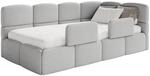 Selsey Jugendbett 120x200cm Hellgrau Boucl&eacute; Stoff mit Stauraum und Lattenrost,