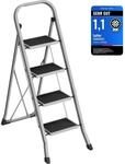 SONGMICS Trittleiter, Leiter mit 4 Stufen, Klapptritt, Klappsicherung, einfach zu