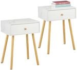 Relaxdays Nachttisch, 2er Set, Schublade, Marmor- & Holzoptik, HBT: 55x40x32 cm,