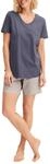 CALIDA Blooming Nights Kurz-Pyjama, Schlafanzug Damen, 100% Baumwolle,