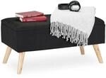 Relaxdays Sitzbank mit Stauraum, gepolstert, Holzbeine, Truhenbank Stoffbezug,...