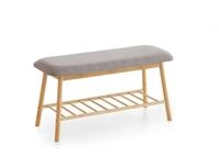 xonox.home &ndash; Sitzbank mit Ablage 90x45x34 cm in Grau und Bambus &ndash; Bequeme
