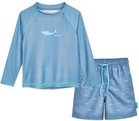 Playshoes Jungen Zweiteiler Lang Rash-Guard-Set, Hai Blau Langarm, 110-116