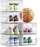 SONGMICS Schuhboxen, Schuh-Organizer aus Kunststoff, mit T&uuml;r, durchsichtig,...