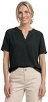 Street One Damen Blusenshirt in Unifarbe mit Split Neck