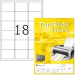 TopStick 8735 Adressetiketten, 100 Blatt, 63,5 x 46,6 mm, 18 pro A4 Bogen, 1800