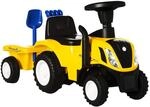 HOMCOM Sitzbagger NEW Holland mit Lenkrad f&uuml;r Kinder 1-3 Jahre Gelb | Lichtern,