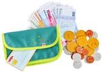 HABA Creative Play Spielgeld-Set &ndash; Geldbeutel f&uuml;r Kinder mit Holzm&uuml;nzen,
