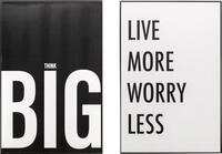 Kare Design Wandbild Big Live More, 2er-Set, Schwarz/Wei&szlig;, 60x40 cm, gerahmt,