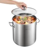 VEVOR Edelstahl Kochtopf 19,9 L Gro&szlig;er Suppentopf mit Glasdeckel...