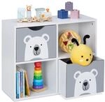 Relaxdays Kinderregal B&auml;r, 2 Schubladen, 2 offene F&auml;cher, H x B x T: 48 x 60...