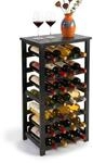 Relaxdays Weinregal, 28 Flaschen, Walnussholz, HBT 94x47x26 cm, Weinhalter f&uuml;r...