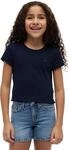 Tommy Hilfiger M&auml;dchen T-Shirt Kurzarm Essential Rib Slim Fit, Blau (Dark Night