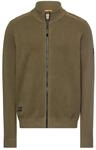 camel active Herren Strickjacke mit Stehkragen aus Baumwolle Regular Fit Olivgr&uuml;n,
